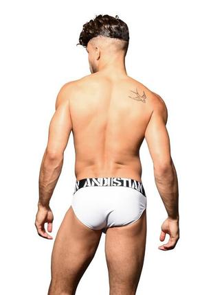 Белые мужские трусы слипы в рубчик power rib от andrew christian3 фото