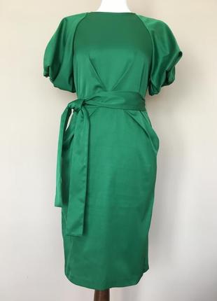 Шелковое  платье бренд ulyana sergeenko silk dress green 100% шелк6 фото