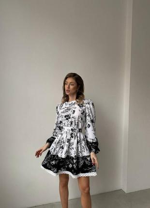 Короткое платье софт с рукавами. 42, 44, 46, 48, 50, 52 біла, чорна1 фото