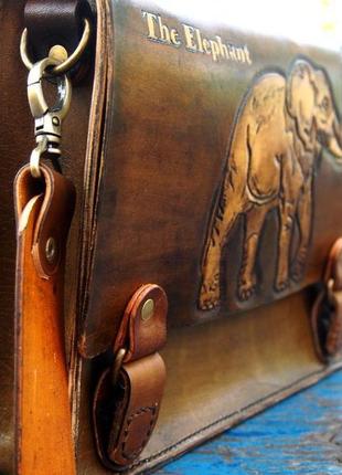 Шкіряна сумка через плече слон7 фото
