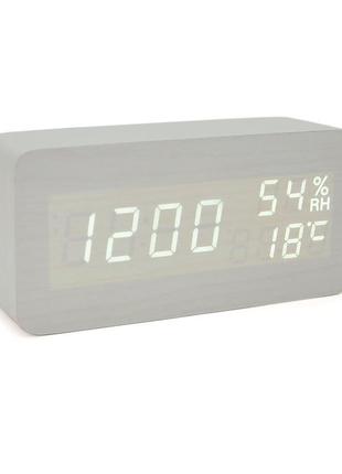 Електронний годинник vst-862s wooden (white), з датчиком темпе...