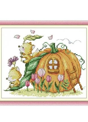 Набір для вишивання гарбуз за нанесеною схемою,канва 11ст, розмір 22х18,5, набір для рукоділля