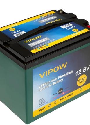 Акумуляторна батарея vipow lifepo4 12,8 v 50 ah з вбудованою в...