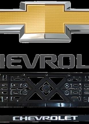 Рамка под номер книжка  "chevrolet"  рельефная хром улучшенная пара