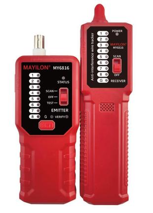 Кабельний тестер mayilon my-6816, rj-45+bnc