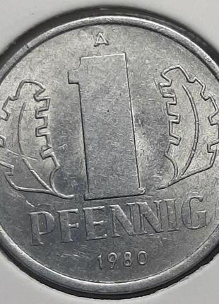 Монета германия - гдр 1 пфенниг, 1980 года1 фото