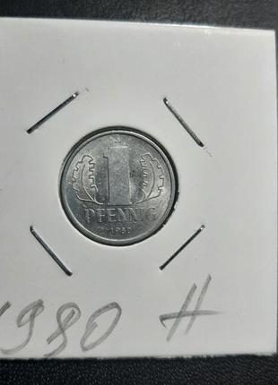Монета германия - гдр 1 пфенниг, 1980 года4 фото