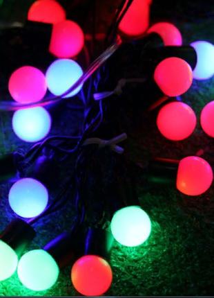 Гірлянда кольорова новорічна мерехтлива кульки 28 led-лампочок...2 фото