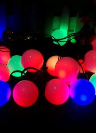 Гірлянда кольорова новорічна мерехтлива кульки 28 led-лампочок...3 фото