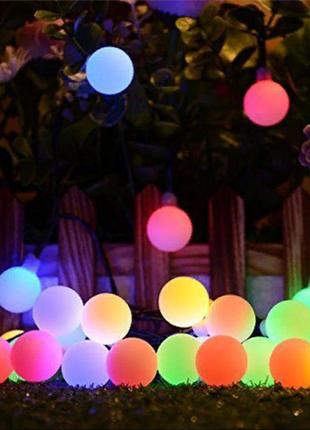 Гірлянда кольорова новорічна мерехтлива кульки 28 led-лампочок...4 фото