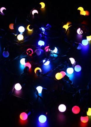 Гірлянда кольорова новорічна мерехтлива кульки 28 led-лампочок...6 фото