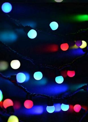 Гірлянда кольорова новорічна мерехтлива кульки 28 led-лампочок...8 фото