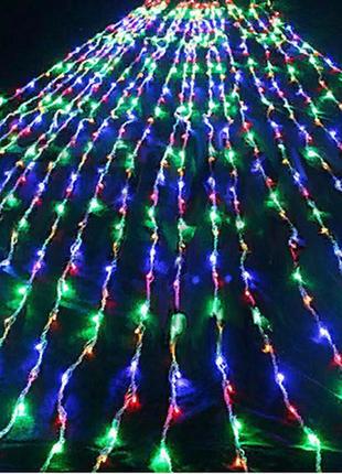 Мультиколірна гірлянда водоспад різдвяна 240 led-лампочок 8 ре...4 фото