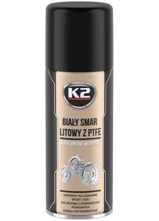 Смазка универсальная литиевая white grease ptfe белое аэрозоль 400мл k2