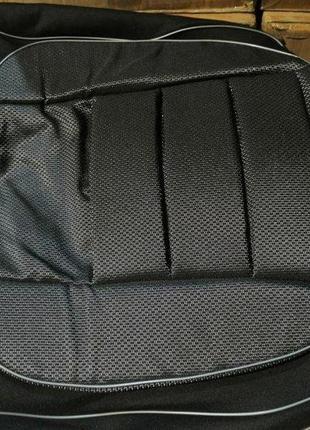 Автомобильные чехлы pilot для ваз 2107 полный комплект кож-зам + ткань серые3 фото