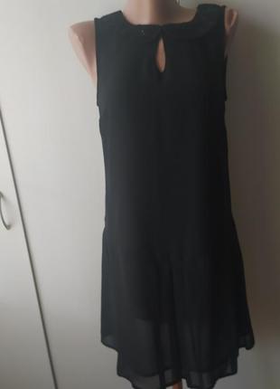 Летнее маленькое черное  шифоновое платье2 фото