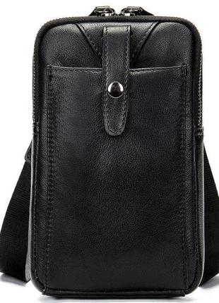Компактна сумка з натуральної шкіри vintage 14811 чорна, чорний