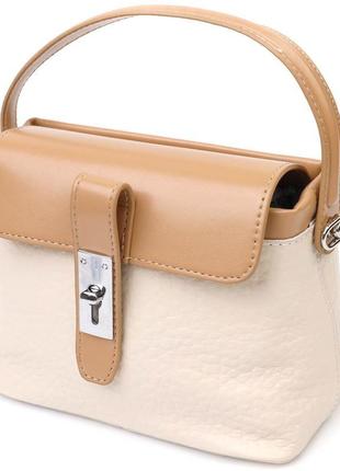 Фактурна сумка крос-боді з натуральної шкіри 22131 vintage мол...