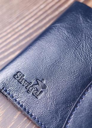 Зручне портмоне з натуральної шкіри shvigel 16622 синій8 фото