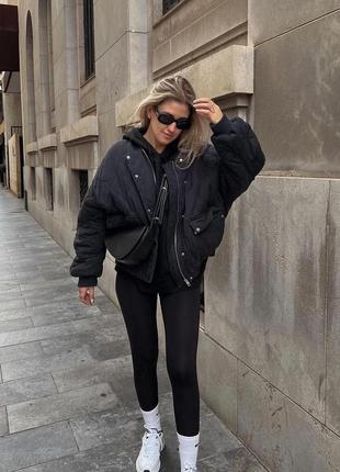 Куртка стьогана бомбер zara виварена тканина, варений ефект