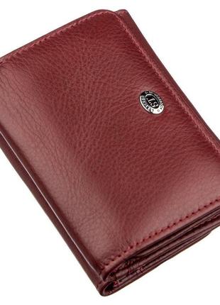 Компактний жіночий гаманець на кнопці st leather 18885 темно-ч...