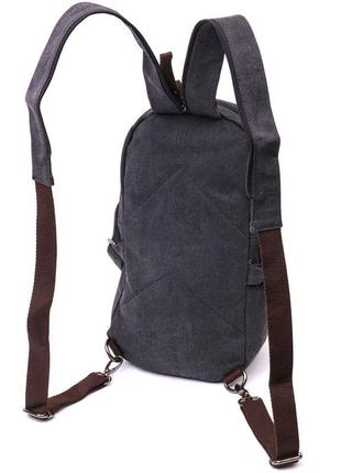 Зручний текстильний рюкзак у стилі мілітарі vintage 22179 чорний2 фото