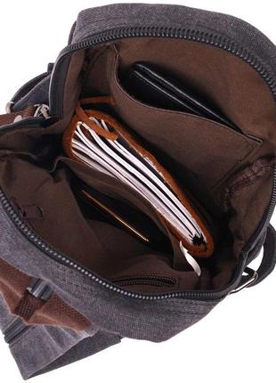 Зручний текстильний рюкзак у стилі мілітарі vintage 22179 чорний5 фото