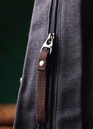 Зручний текстильний рюкзак у стилі мілітарі vintage 22179 чорний9 фото