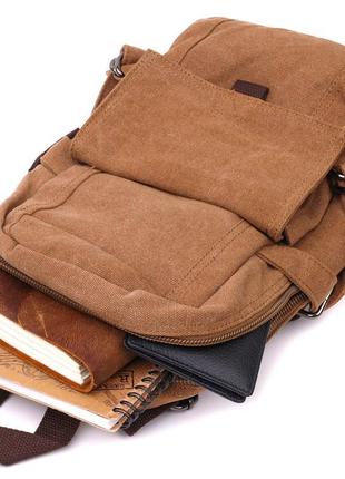 Місткий текстильний рюкзак у стилі мілітарі vintage 22180 кори...6 фото