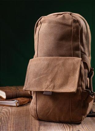 Місткий текстильний рюкзак у стилі мілітарі vintage 22180 кори...7 фото