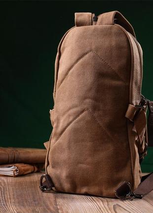Місткий текстильний рюкзак у стилі мілітарі vintage 22180 кори...8 фото