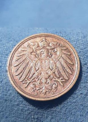 Монета германия 1 пфенниг, 1914 года, отметка монетного двора: "a" - берлин6 фото