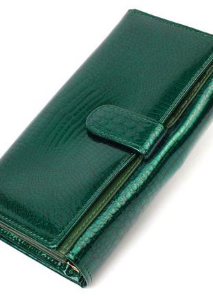 Лакований жіночий гаманець із блоком для візиток із натурально...2 фото