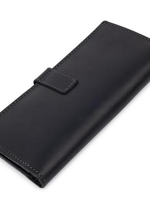 Стильне матове чоловіче портмоне grande pelle 11560 чорний2 фото