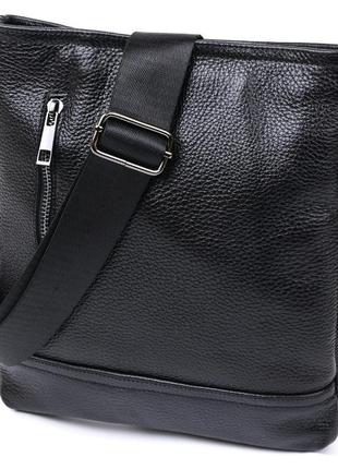 Шкіряна стильна чоловіча сумка через плече shvigel 11604 чорний