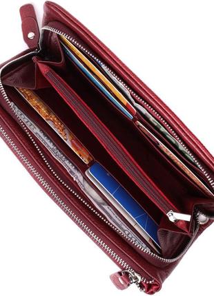 Добротний жіночий гаманець-клатч із двома блискавками з натура...4 фото