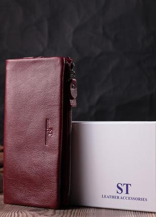 Добротний жіночий гаманець-клатч із двома блискавками з натура...8 фото