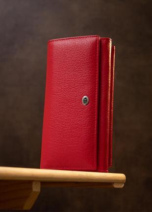 Класичний жіночий гаманець st leather 19376 червоний7 фото
