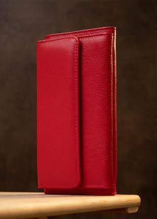 Класичний жіночий гаманець st leather 19376 червоний8 фото