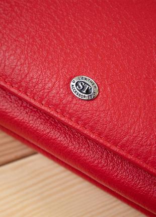Класичний жіночий гаманець st leather 19376 червоний9 фото