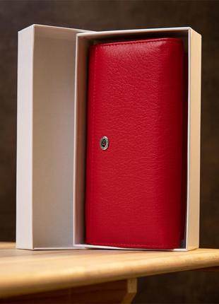 Класичний жіночий гаманець st leather 19376 червоний10 фото