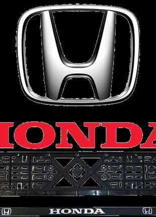 Рамка под номер книжка  "honda"  рельефная хром улучшенная пара