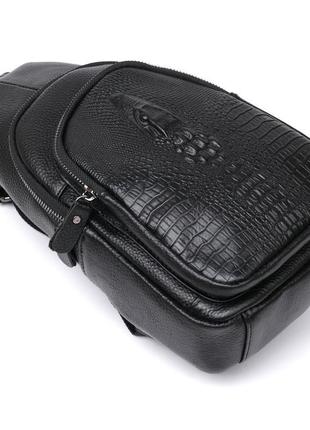 Модна шкіряна чоловіча сумка через плече vintage 20673 чорний3 фото