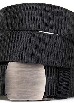 Текстильний ремінь з сріблястою пряжкою vintage 20541 чорний