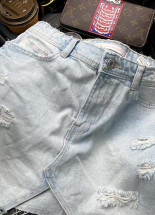 Короткая джинсовая юбка zara1 фото