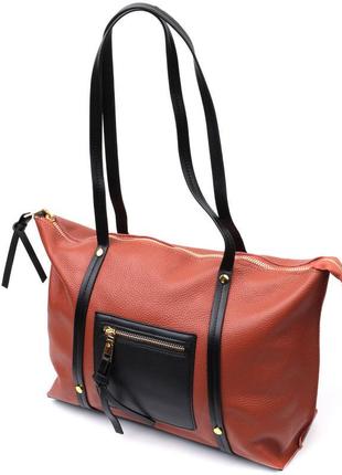 Містка двоколірна жіноча сумка з натуральної шкіри vintage 223...