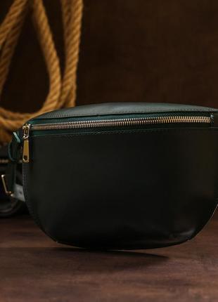 Шкіряна жіноча сумка на пояс shvigel 16390 зелений6 фото