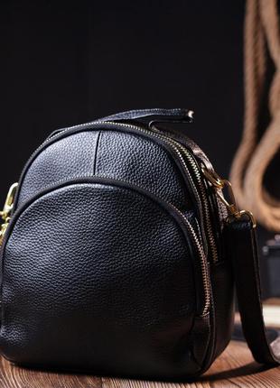 Рюкзак жіночий шкіряний vintage 20690 чорний8 фото
