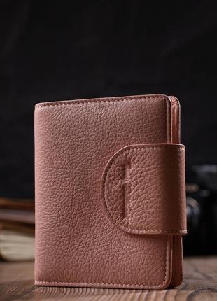 Практичний жіночий гаманець ніжного кольору з натуральної шкір...7 фото