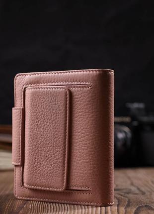 Практичний жіночий гаманець ніжного кольору з натуральної шкір...8 фото